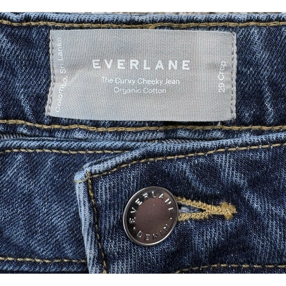 Everlane Curvy Cheeky Straight Crop Jeans Women's 29 Blue Organic Cotton Stretch - Picture 2 of 11